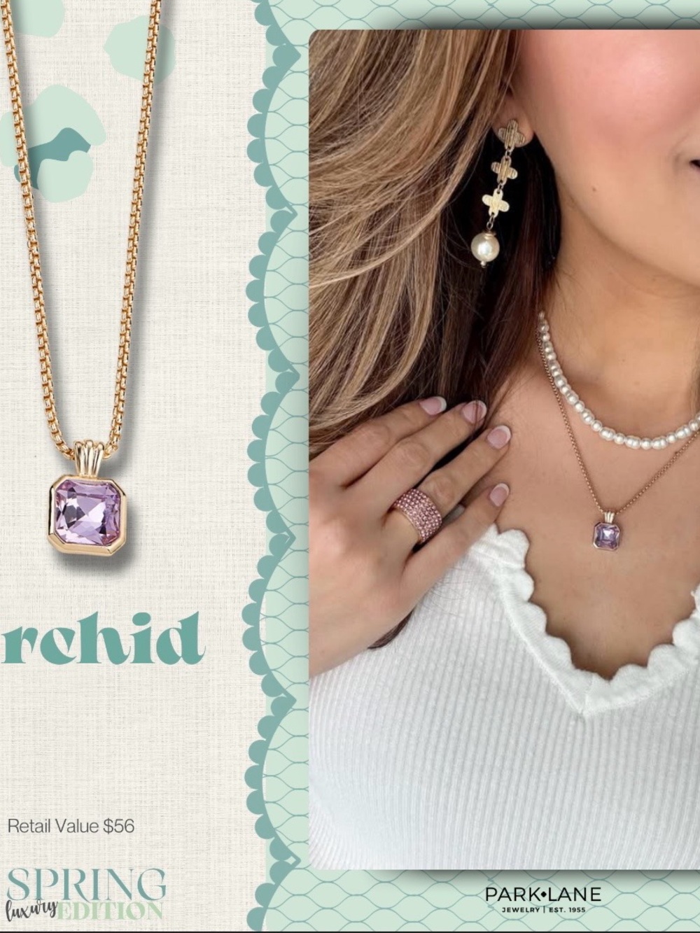 Park Lane Gold-Plated Necklace with Lavender Crystal Pendant